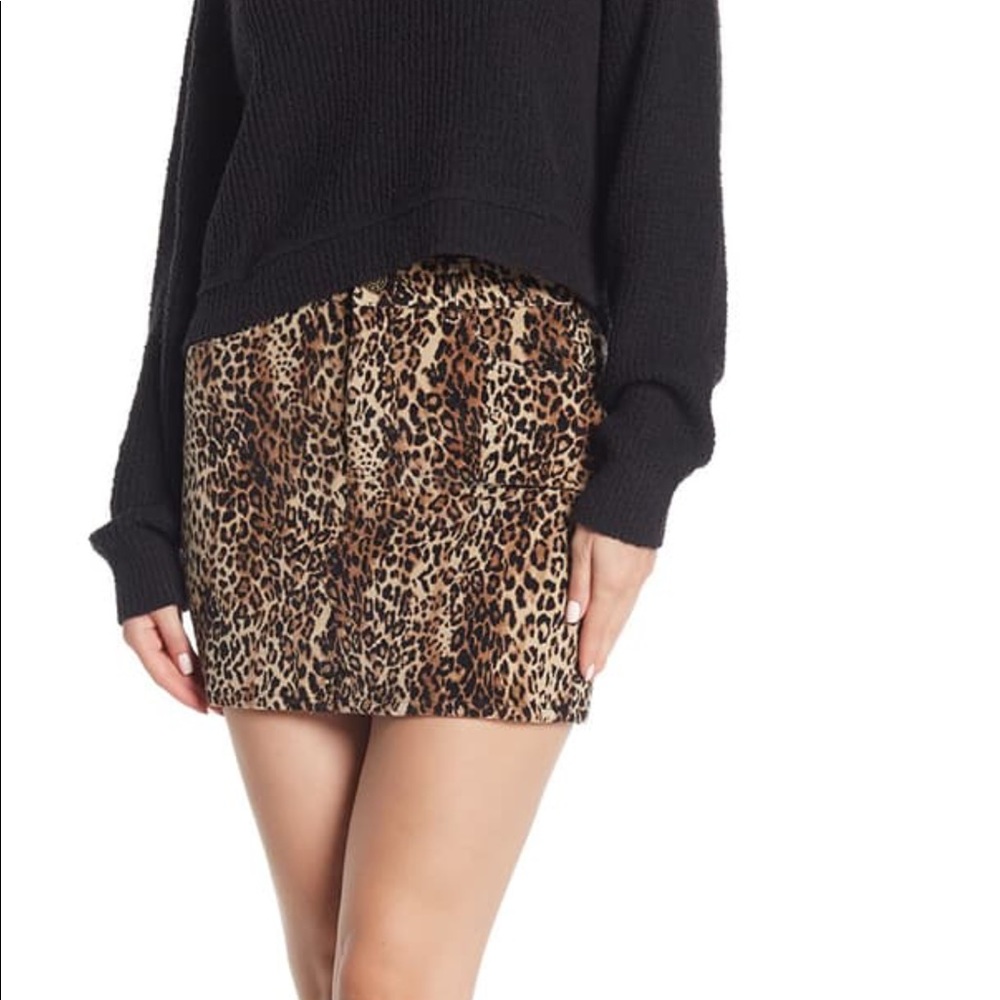 NWT Corduroy leopard print mini skirt